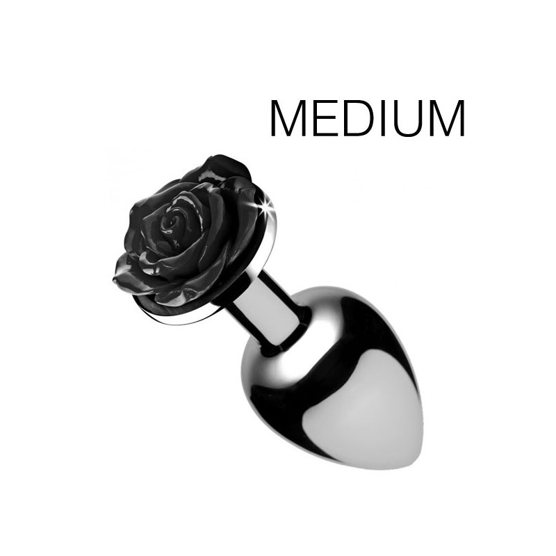 Booty Sparks Plug Bijou avec Rose noire - 7.5 x 3.4 cm MEDIUM